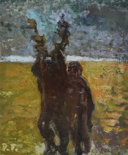 Apunte (dos Figuras De Indios) Oil Painting by Pedro Figari