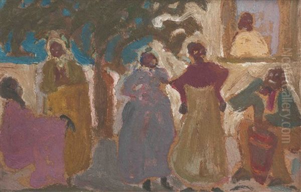 En El Jardin Oil Painting by Pedro Figari