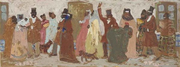 Al Bautismo De Paseo Oil Painting by Pedro Figari