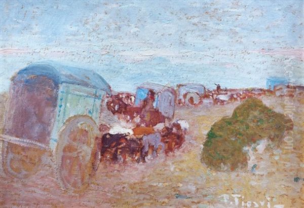 Carretas Oil Painting by Pedro Figari