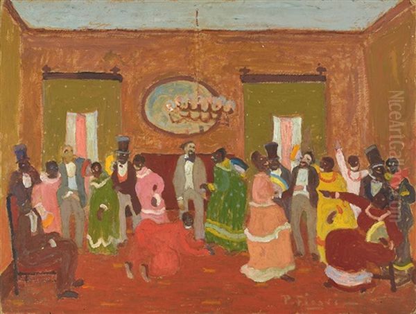 Los Reyes Negros Visitan Al Gobernador Oil Painting by Pedro Figari