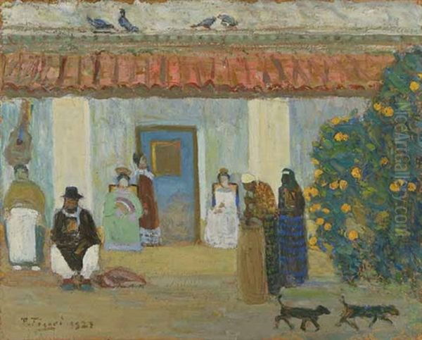 Vieja Estancia Oil Painting by Pedro Figari