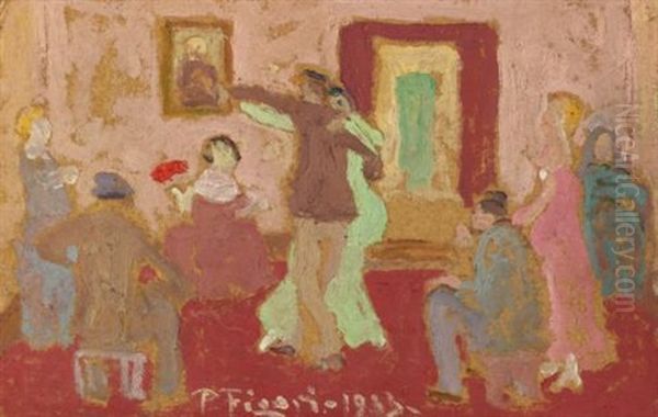 Bailongo, La Recommendacion, Tertulia, And La Pareja (4 Works) Oil Painting by Pedro Figari