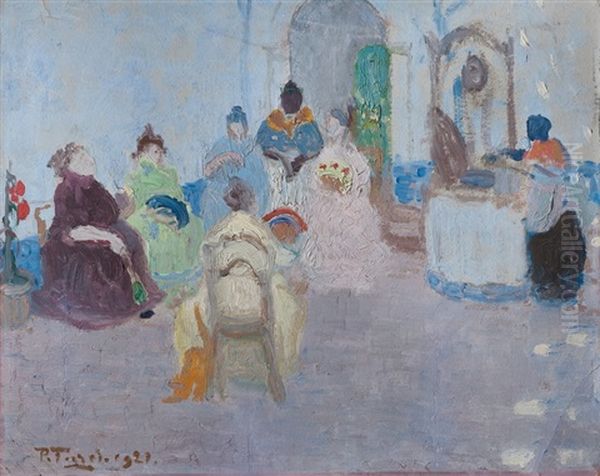 Patio Oil Painting by Pedro Figari