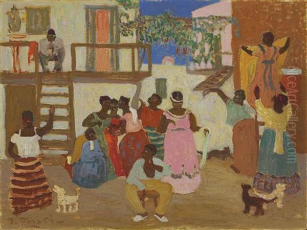 Preparando El Candombe (decoracion) Oil Painting by Pedro Figari