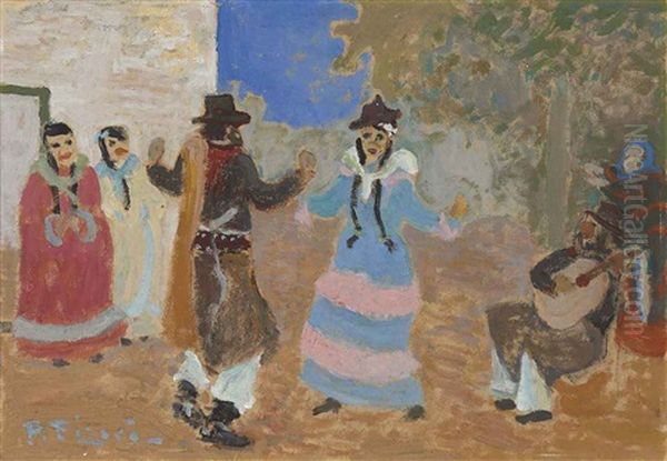 Baile Criollo El Sombrerito Oil Painting by Pedro Figari