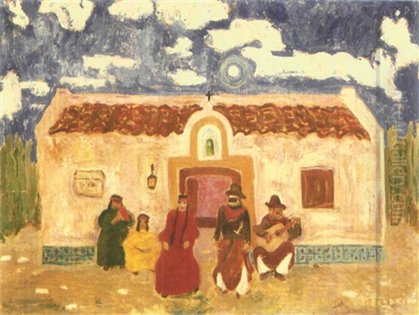 En El Rancho Oil Painting by Pedro Figari