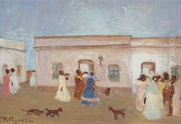 El Paseo Oil Painting by Pedro Figari