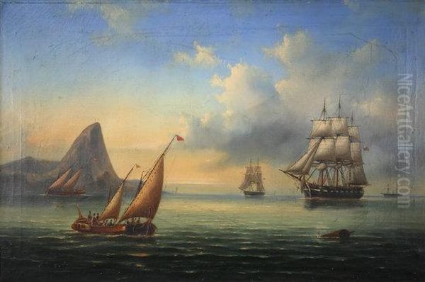 British Warships, Off Rio De Janeiro Oil Painting by George Mounsey Wheatley Atkinson