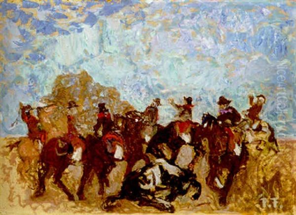 La Doma Rosista Oil Painting by Pedro Figari