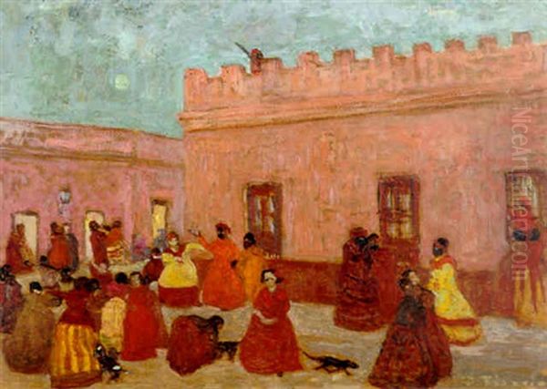 Baile En La Plaza De Mayo Oil Painting by Pedro Figari