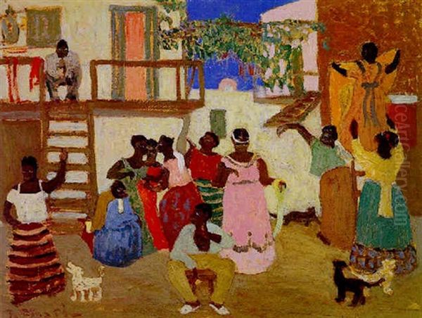 Preparando El Candombe (decoracion) Oil Painting by Pedro Figari