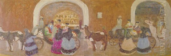 Llegada A La Plaza De Toros Oil Painting by Pedro Figari