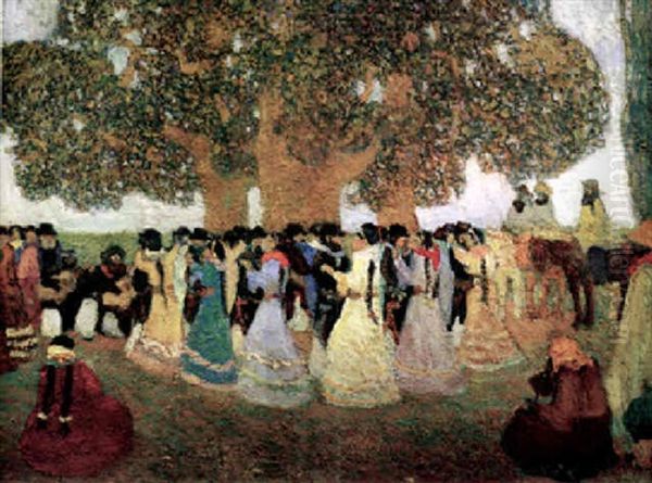 Baile Bajo Los Ombues Oil Painting by Pedro Figari