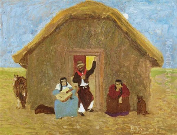 En El Rancho Oil Painting by Pedro Figari