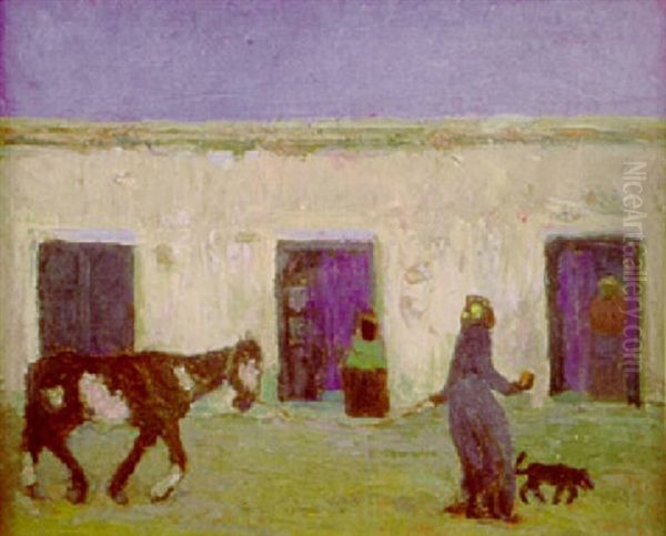 Suburbio Oil Painting by Pedro Figari