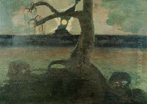 Nocturno De Luz De Luna Oil Painting by Pedro Figari