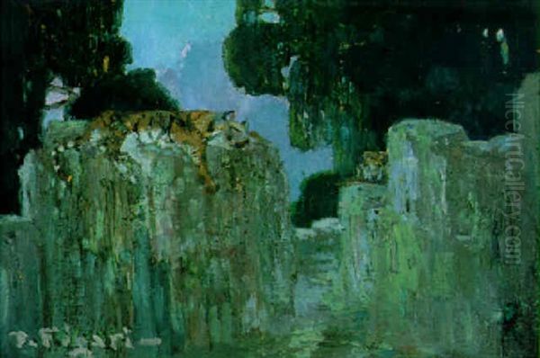 Pumas Oil Painting by Pedro Figari