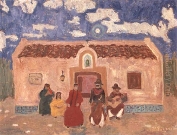 En El Rancho Oil Painting by Pedro Figari