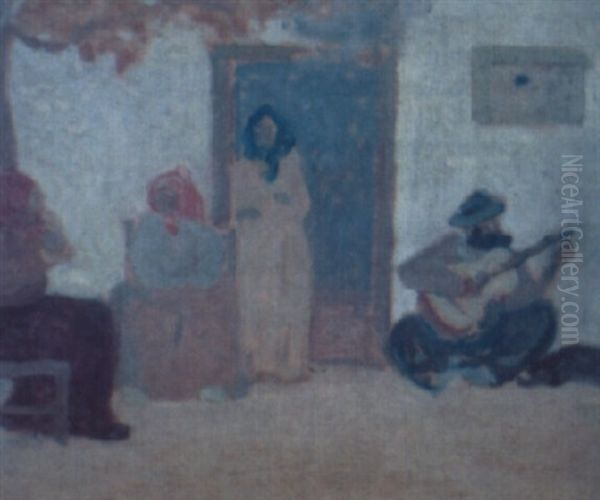 Guitarreo Oil Painting by Pedro Figari