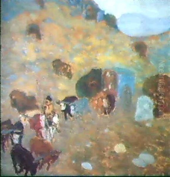 Bajando La Sierra Oil Painting by Pedro Figari