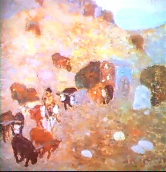 Bajando La Sierra Oil Painting by Pedro Figari