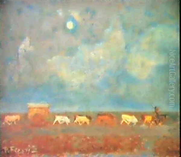 La Carreta (nocturno) Oil Painting by Pedro Figari