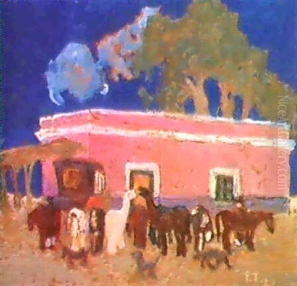 Enganchando Oil Painting by Pedro Figari