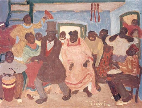 Candombe De La Negra Descalza Oil Painting by Pedro Figari