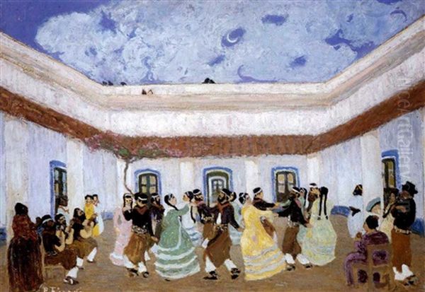 Pericon En El Patio Oil Painting by Pedro Figari