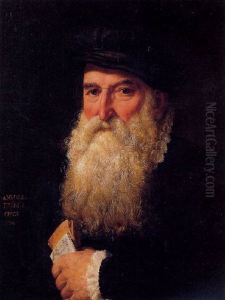 Portrait Of Giovanni Angelo Dannona, Holding Gloves And A Letter Oil Painting by Ambrogio Giovanni Figino