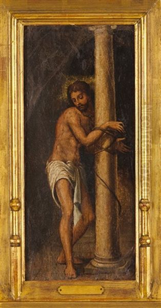 Cristo Atrado A Coluna Oil Painting by Cristovao de Figueiredo