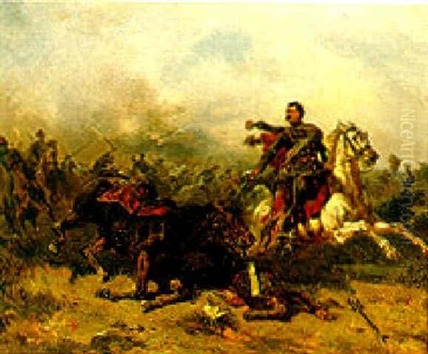 Husaren In Der Schlacht Oil Painting by Otto Clemens Fikentscher