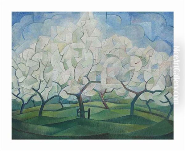 Blossoming Fruit Trees Oil Painting by Albert Fiks