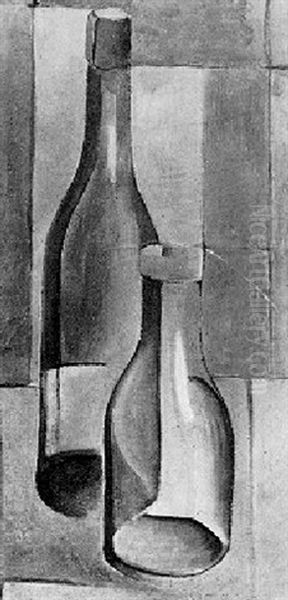 Still Life With Two Bottles Oil Painting by Albert Fiks