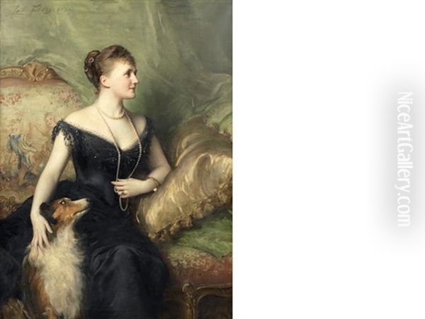 Portrait Of Mrs Arthur James Oil Painting by Sir Samuel Luke Fildes