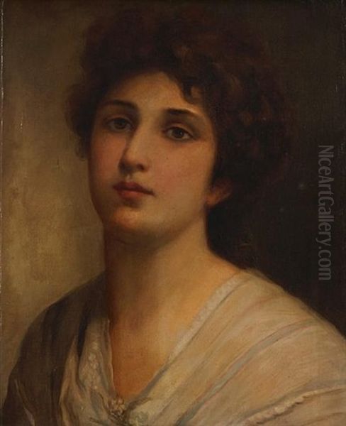 A Portrait Of A Girl, Shoulder-length Oil Painting by Sir Samuel Luke Fildes