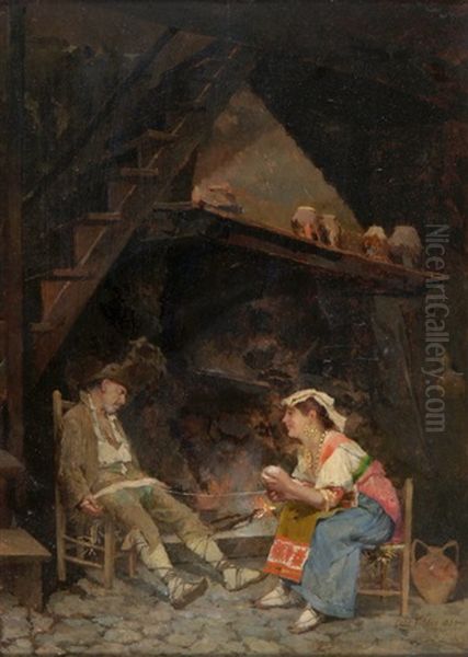 An Interior In Venice Oil Painting by Sir Samuel Luke Fildes