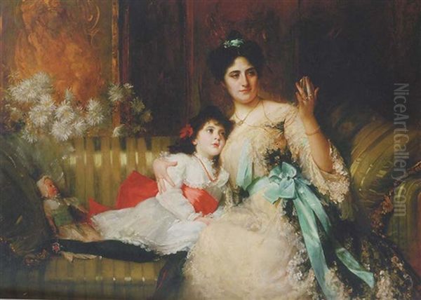 Portrait Of Mrs. James Reynolds And Her Daughter Leila Oil Painting by Sir Samuel Luke Fildes