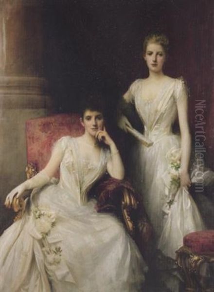 Sisters: A Double Portrait Of The Misses Renton Oil Painting by Sir Samuel Luke Fildes