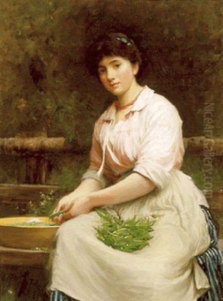 Lady With Coral Chain Oil Painting by Sir Samuel Luke Fildes