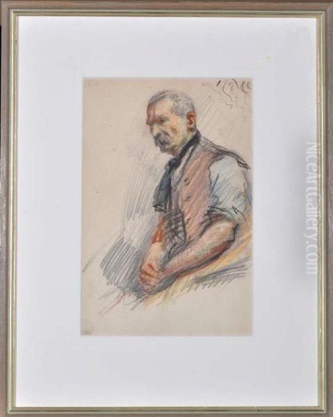 A Portrait Of A Man In Waistcoat And Rolled-up Shirt Sleeves Oil Painting by John Atkinson