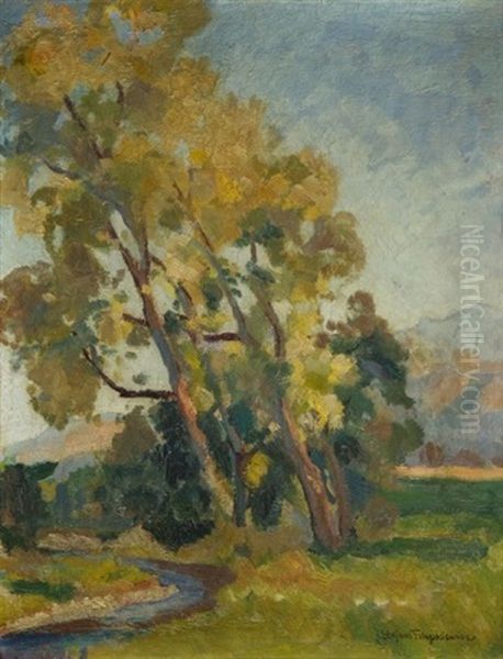 Landscape With Trees Oil Painting by Stefan Filipkiewicz