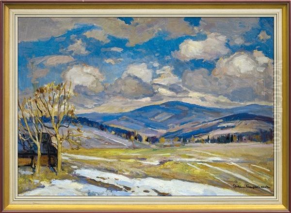 Early Spring In Mountains Oil Painting by Stefan Filipkiewicz