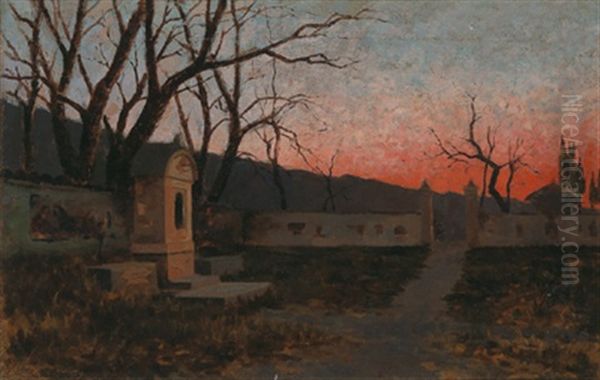 Abendrot Vor Einem Parkeingang Oil Painting by Francesco Filippini