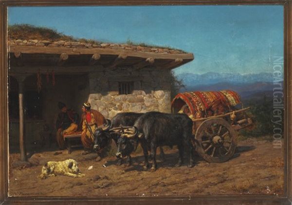 Summer Day In The Country In Caucasus Oil Painting by Konstantin Nikolaevich Filippov