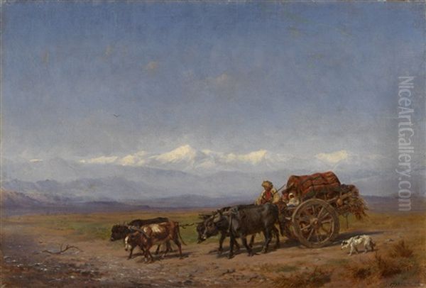 Rural Caucasian Scene Oil Painting by Konstantin Nikolaevich Filippov