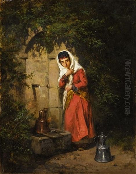 At The Well Oil Painting by Konstantin Nikolaevich Filippov