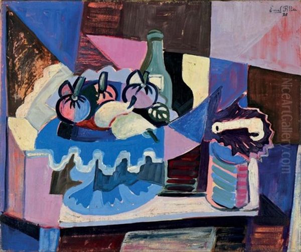 Composition Cubiste Aux Fruits Et A La Bouteille, 1926 by Emil Filla