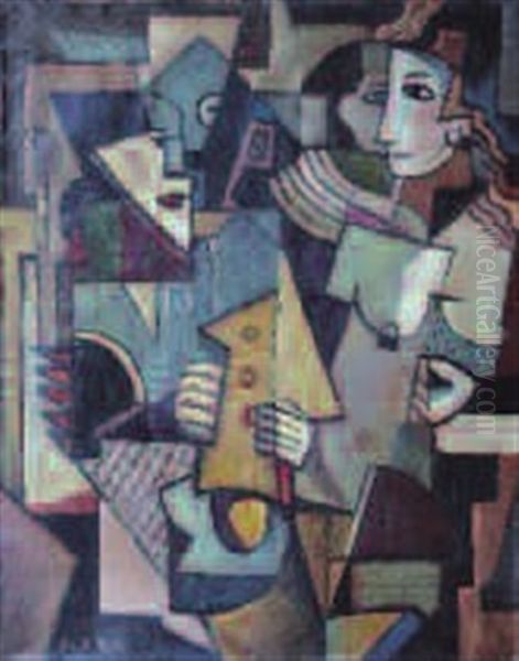 Composition Cubiste : Personnages by Emil Filla